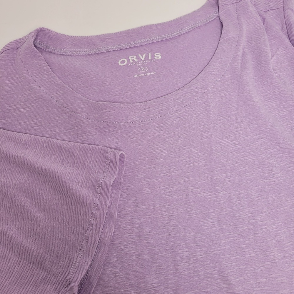 Orvis T-Shirt Womens XL Purple Excellent 100% Pima Cotton Slub Short Sleeve Tee